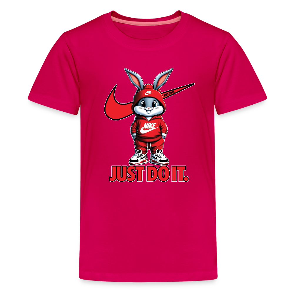 Just Do It Bunny Kids T-Shirt – Playful Nike-Inspired Graphic Tee - dark pink