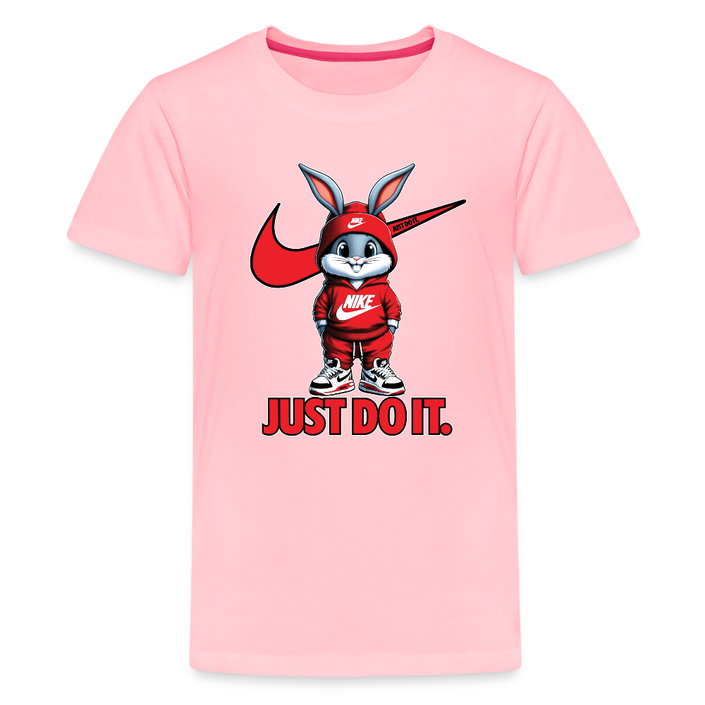 Just Do It Bunny Kids T-Shirt – Playful Nike-Inspired Graphic Tee - pink