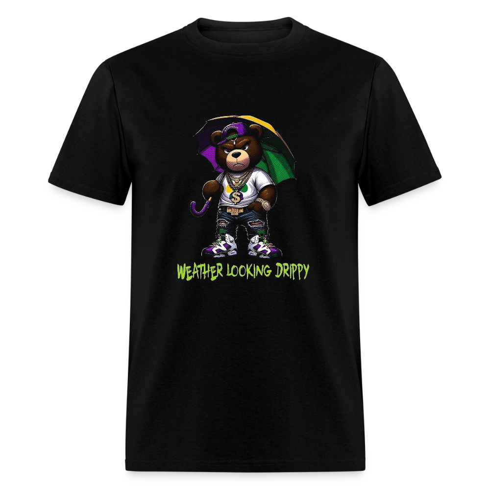 Weather Looking Drippy T-Shirt – Teddy Bear Umbrella Graphic Tee Unisex Classic T-Shirt - black