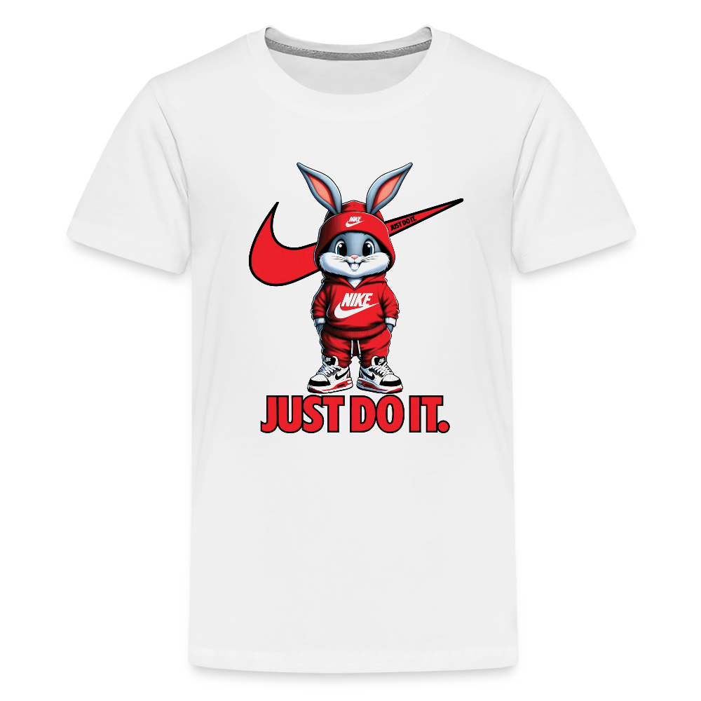 Just Do It Bunny Kids T-Shirt – Playful Nike-Inspired Graphic Tee - white