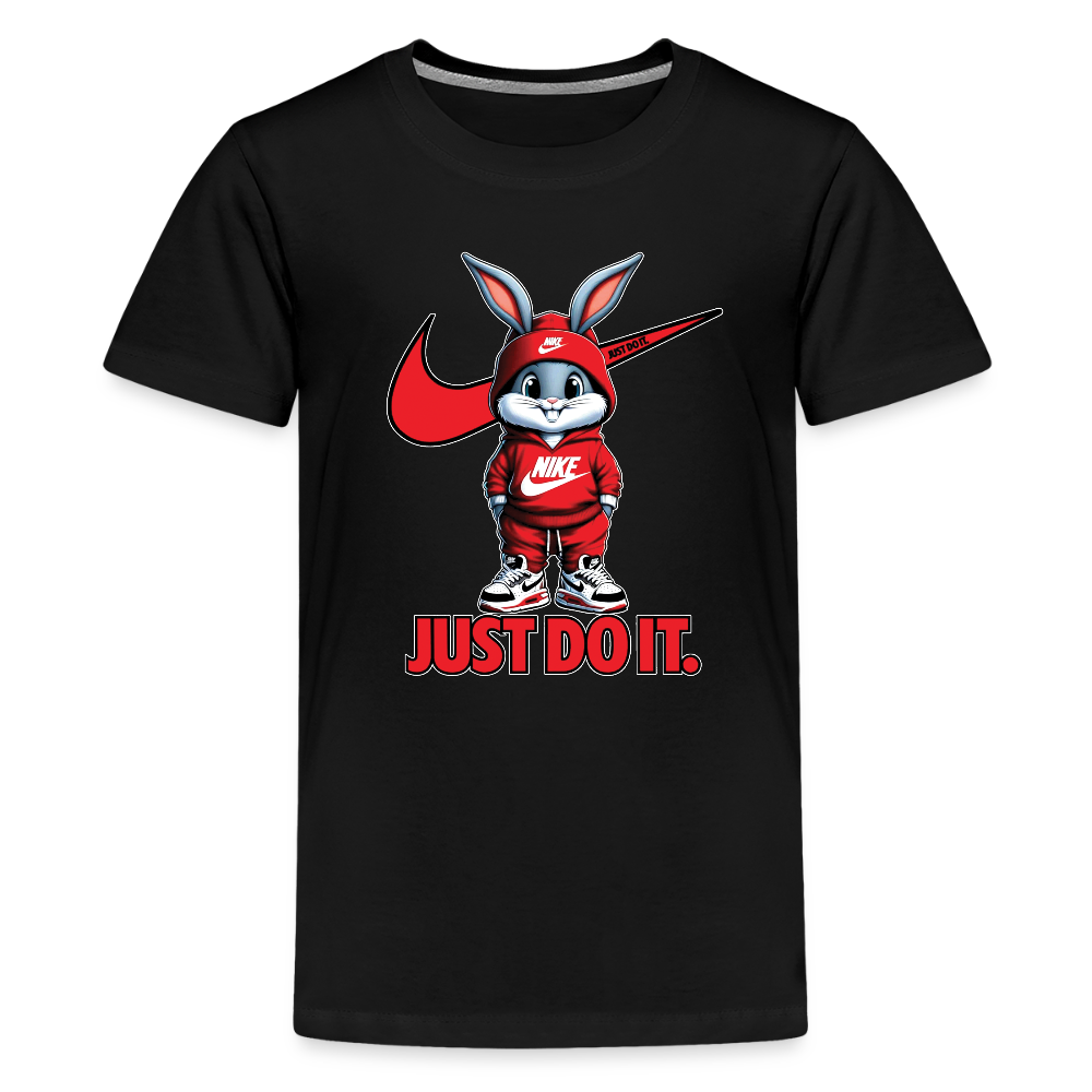 Just Do It Bunny Kids T-Shirt – Playful Nike-Inspired Graphic Tee - black