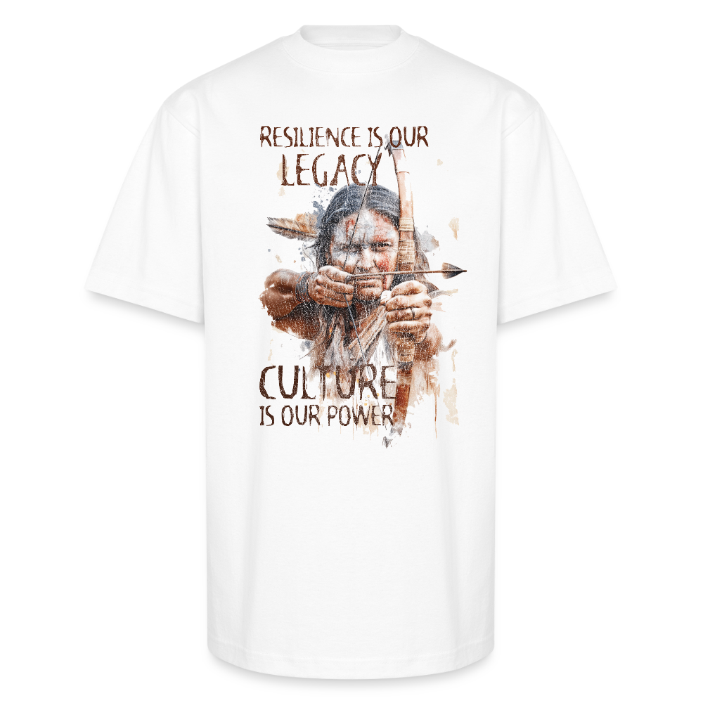 Native American Streetwear T-Shirt - Resilience is Our Legacy Graphic Tee - Indian Warrior Design - Urban Tribal Apparel" - white