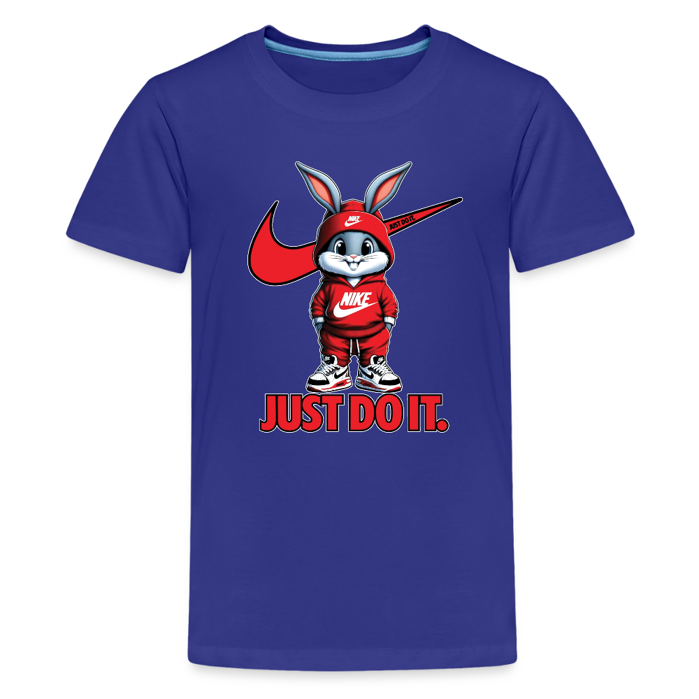 Just Do It Bunny Kids T-Shirt – Playful Nike-Inspired Graphic Tee - royal blue