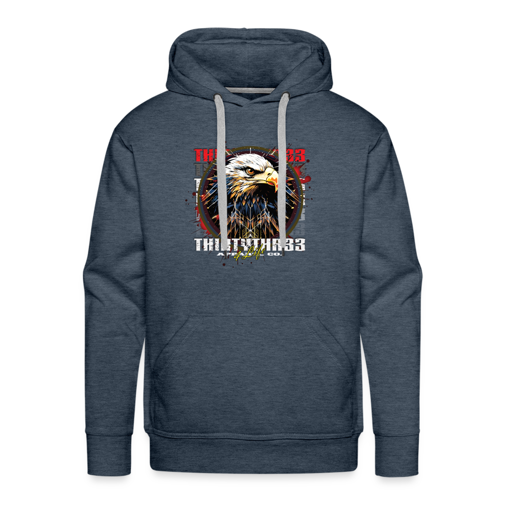 33 Eagle print  Premium Hoodie - heather denim